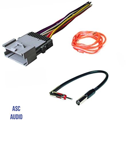 Works with and Without Bose/Amp ASC Audio Premuim Car Stereo Radio Wire Harness and Antenna Adapter for Some GM Chevrolet 03-06 Silverado Tahoe Suburban Sierra etc.- Built in 12 Volt Power Wire 