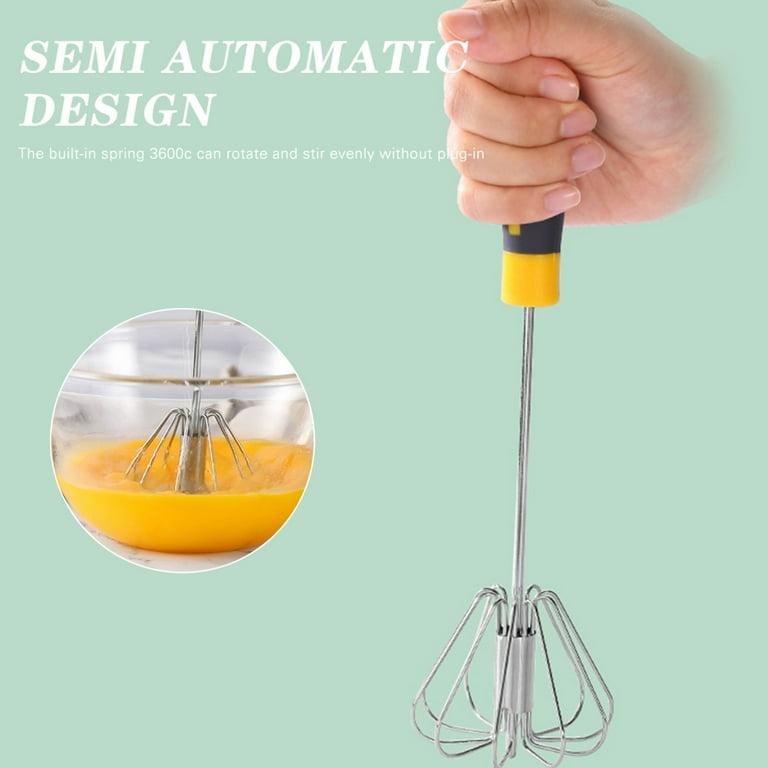 Stainless Steel Manual Self Turning Whisk Frother Easy Blender Mix