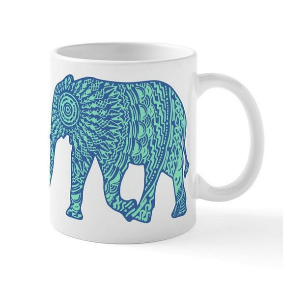 CafePress - Blue Elephant - 11 oz Ceramic Mug - Novelty Coffee Tea Cup