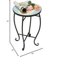 thumbnail image 3 of Mosaic Accent Table, 14" Round Side Table,End Table, Plant Stand Decor for Patio Porch Beach Theme Balcony Back Deck Pool Indoor Outdoor Coffee, Metal Cobalt Glass Top Black Iron(Blue Hawaii), 3 of 7