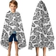 thumbnail image 3 of White Butterfly Black Pattern Hooded Bath Towel，50"x30" for Ages 3 To 12 Kids, Quick Dry Lightweight Soft Microfiber Hood Beach Towel Cover Up for Kids, 3 of 7