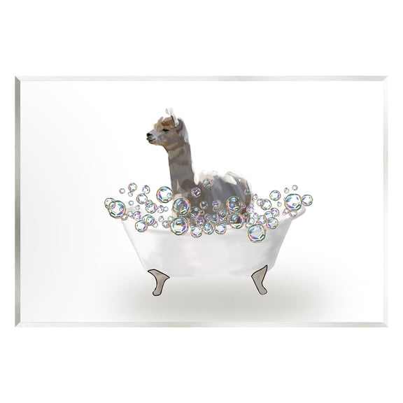 Stupell Industries Alpaca in Bubble Bath Animals & Insects Painting Unframed Art Print Wall Art, 15 x 10
