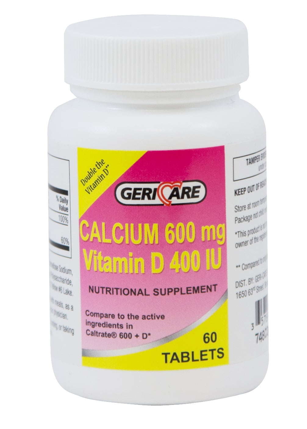 Calcium with Vitamin D 400IU, 600mg (Bottle of 60)
