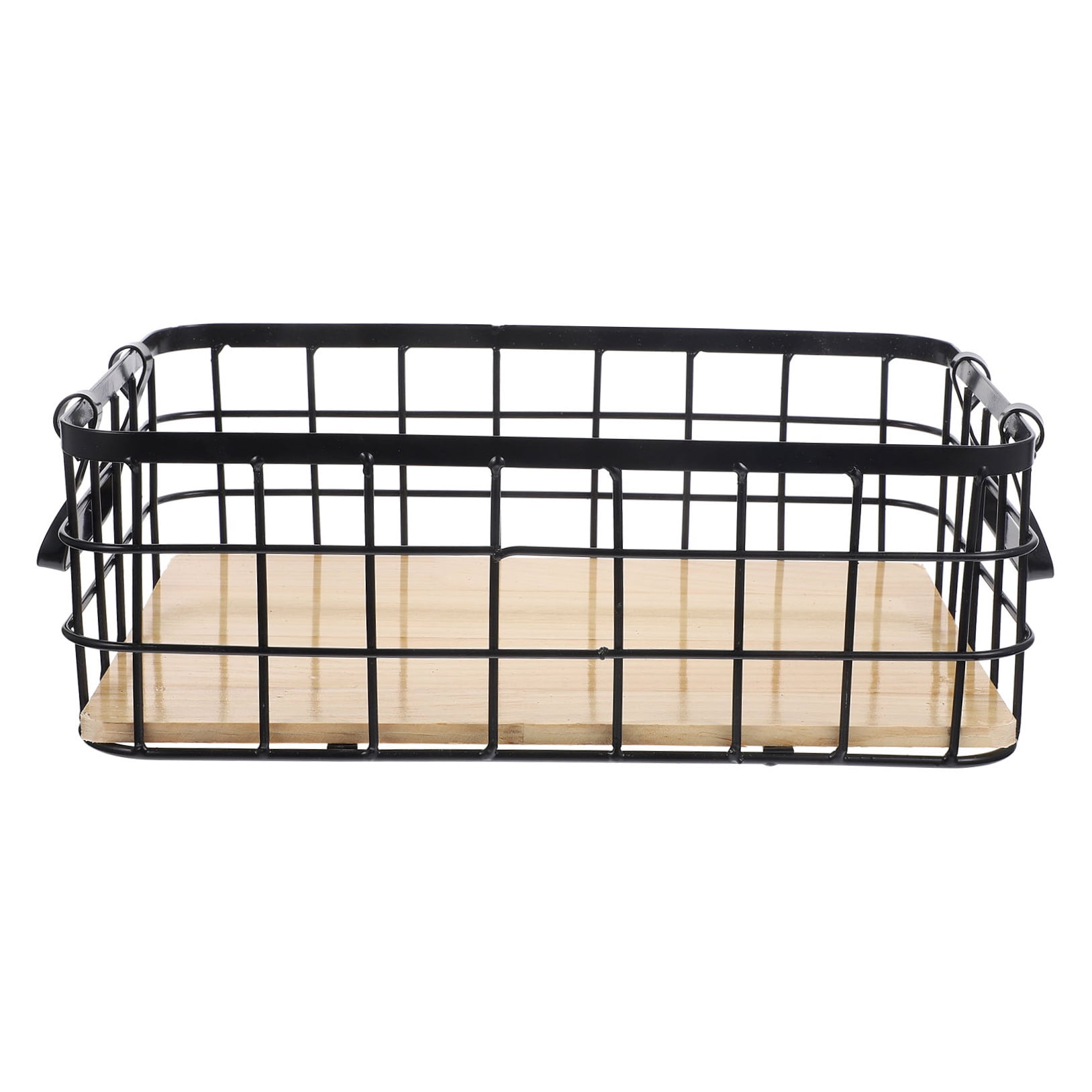 OUNONA Black Wire Kitchen Storage Basket Organizer Holder for Pantry Countertop - 1 Piece