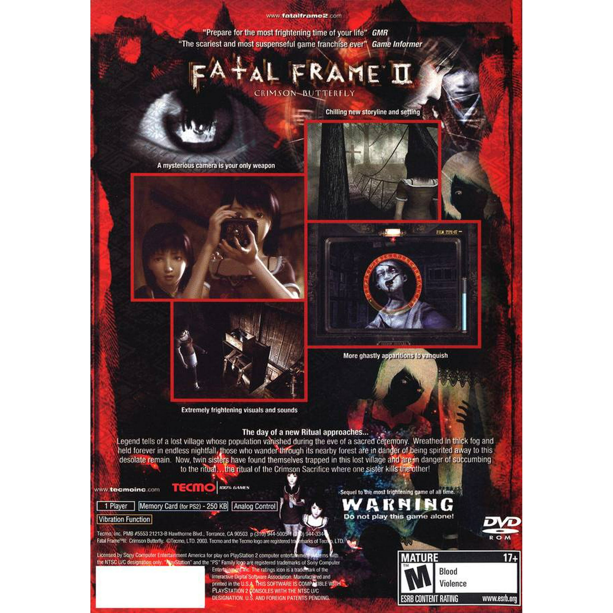 xbox★FATAL FRAME 2 CRIMSON BUTTERFLY Fatal Frame 2 II Crimson Butterfly Director's Cut Xbox, 2004