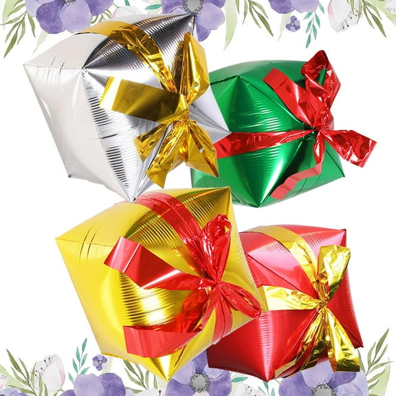 MUSEYA 4Pcs Aluminium Balloon for Christmas Party Decorations Family and Friends Red Green Golden Silver