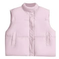 thumbnail image 4 of Daznico Winter Sleeveless Quilted Down Vest with Stand Collar Short for Warmth Outerwear,Womens Vest,XL, 4 of 5