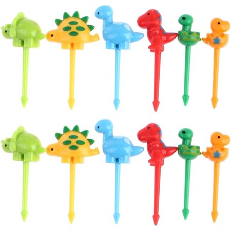 12 Pcs Dinosaur Food Picks for Kids - Bento Fruit Food Picks Bento Lunch Accessories  Mini Food Picks Children Snack Fruit - Cute Dinosaur Animals Bento Box Decor (6 Styles)