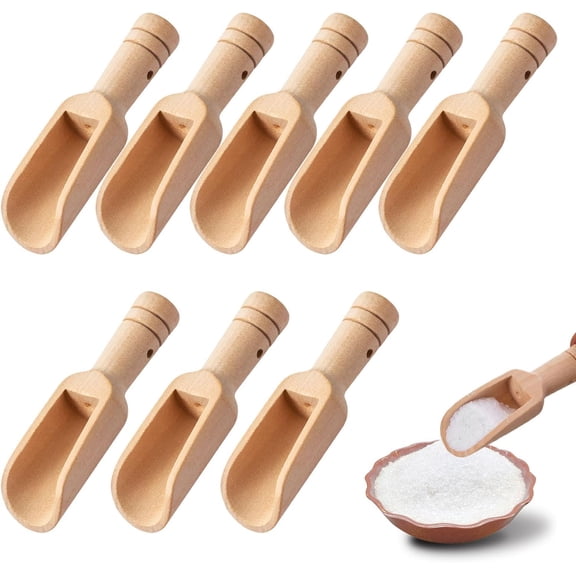 8PCS Small Wooden Spoons,Mini Wooden Scoop,7.4cm Natural Mini Wooden Spoons for Candy Honey Spices Sugar Tea Powder,Salt Spoon,Mini Scoop,Wooden Spoon,Small Scoop Eco-Friendly and Easy to Clean