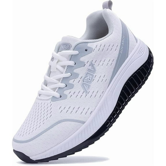 MAFEKE Womens Wide Walking Shoes Arch Support Orthotic Plantar Fasciitis Tennis Sneakers Wide Width Comfortable Breathable Shoe for Foot Pain Relief