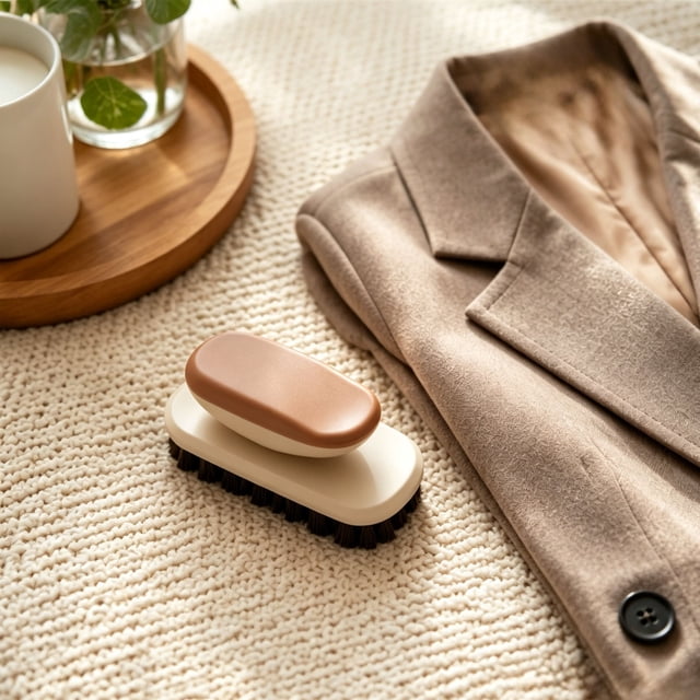 Cepillo para ropa para pelusas y pelo de mascotas, removedor de pelusas de cerdas suaves para suéteres, abrigos de lana, tapicería, reutilizable, gris o café.