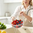 thumbnail image 4 of Multifunctional Rice Strainer with Handle, Fine Mesh Plastic Colander for Washing Fruits Vegetables Draining Pasta, Space-Saving Kitchen Basket, 4 of 5