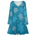 thumbnail image 3 of Christmas Snowflakes Blue Long Sleeve Dresses For Women Vintage Elegant Party Dress Oversized V-neck Dress S-8XL, 3 of 7