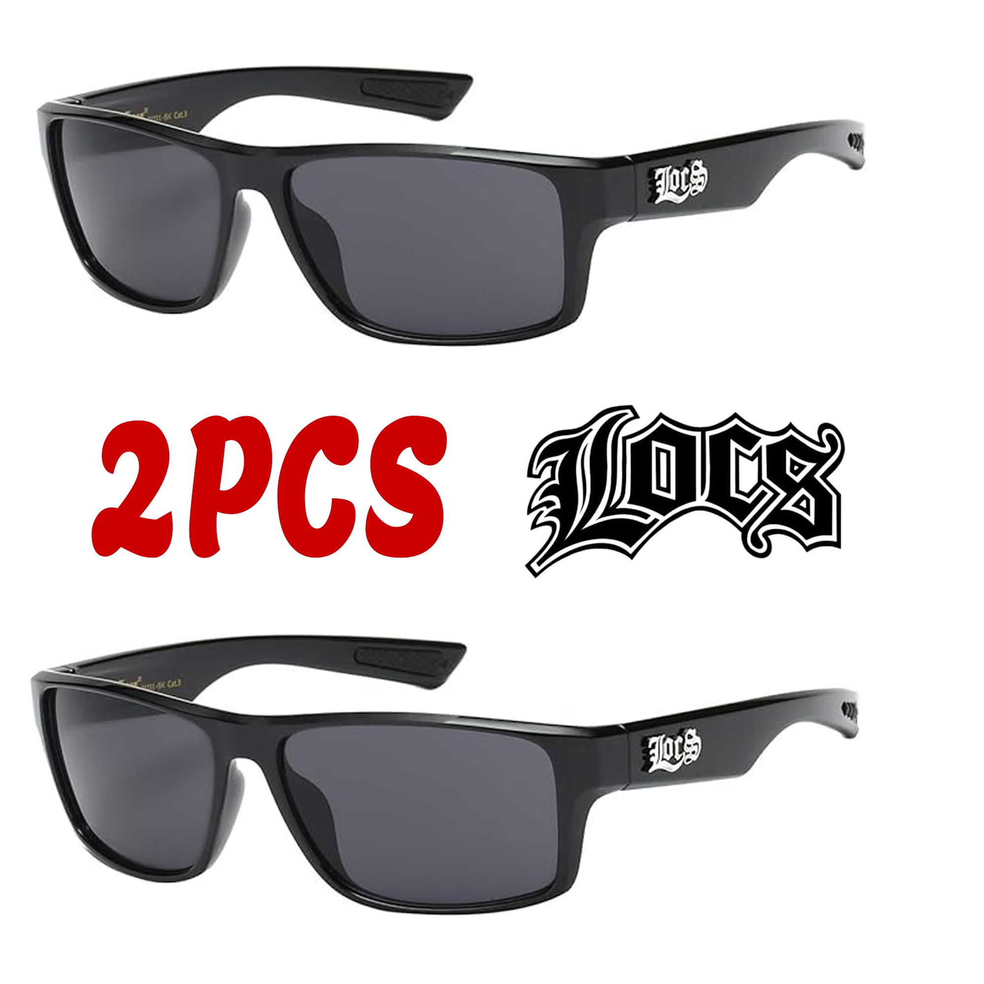 Locs Men's Rectangular Wrap Sunglasses, Gloss Black Frame, 63mm Locs Men's Rectangular Wrap Sunglasses, Gloss Black Frame, 63mm