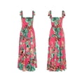 thumbnail image 4 of Women Printed Slip Dress, Adults Summer Sleeveless Tie Up Boat Neck Maxi One-piece, 4 of 10