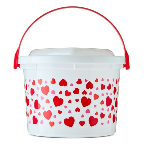 Small Plastic Valentine Mailbox with Handle, Red and White, Valentine's Day by Way To Celebrate