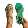 thumbnail image 4 of Caywon Womens Round Toe Butterfly Rhinestone Elastic Back Flat Sandals, Casual Summer Open Toe Footwear, Comfortable Slip On Beach Shoes, Sandalias Con Mariposas Y Piedras Para Mujer, 4 of 9