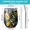 thumbnail image 5 of 12oz Stemless Wine Tumblers Black Sunflower Vacuum Insulated Stainless Steel Travel Tumbler Cups Mug with Lid and Straw for Champaign,Cocktail,Beer with Cleaning Brush, 5 of 5