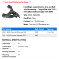 thumbnail image 2 of Front Right Lower Control Arm and Ball Joint Assembly - Compatible with 1999 - 2006 Chevy Silverado 1500 RWD 2000 2001 2002 2003 2004 2005, 2 of 2