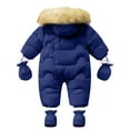 thumbnail image 3 of ABATAB Baby Girl Winter Thick Coat Snowsuit Footed Warm Toddler Jacket Rompers Boy Infant Jumpsuit Hoodied with Gloves, 3 of 5