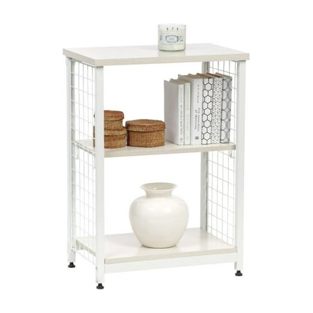 Iris 2 Tier Open Mesh Wood Top Shelf Off White Com