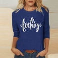 thumbnail image 5 of Mujeres Tres Cuartos de Manga Tops Día de la Mujer Impreso Cuello Redondo Blusa Suelta, Suéter de Manga Casual 3/4 para el Uso de Primavera Y Verano, 5 of 5