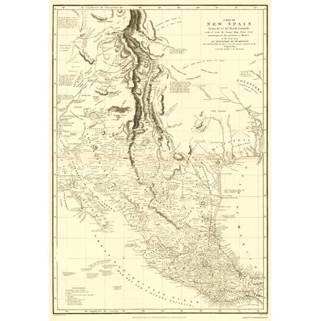 Historic Map - New Spain Mexico Indian Tribe - Humboldt 1804 - Vintage Wall Art
