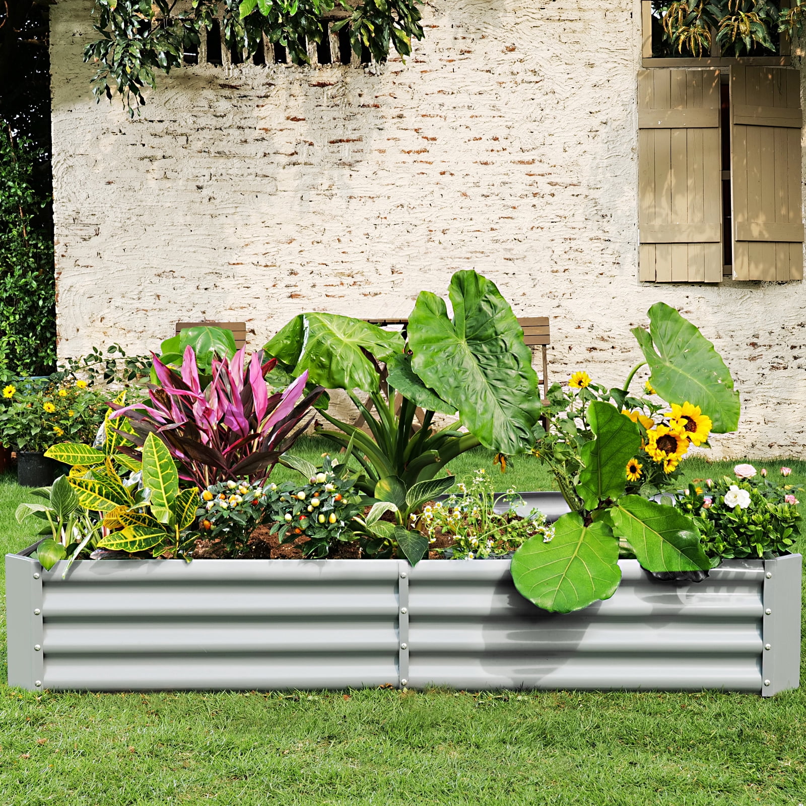 Land Guard 6x3x1ft Galvanized Raised Garden Beds Rectangle Metal Raised Garden Bed,Metal Planter Kit Box Outdoor for Vegetables,Flowers,Green and Herbs,Modern Gray