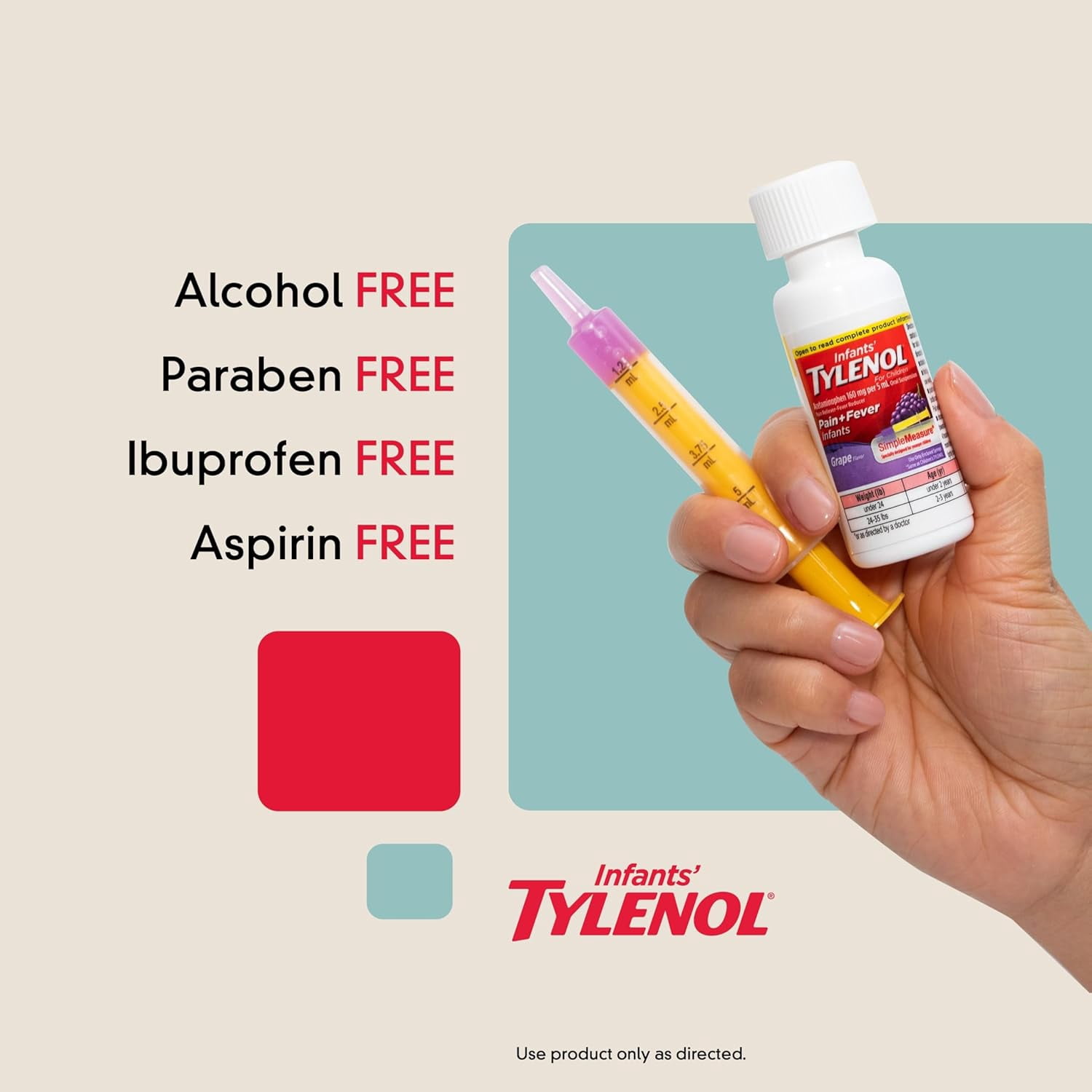 Infants' Tylenol Pain Reliever-Fever Reducer, Oral Suspension, Grape Flavor, 1 oz
