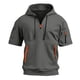 thumbnail image 4 of pstuiky camisetas de hombre, Camisa de verano de manga corta con capucha y cremallera con múltiples bolsillos para hombre camisetas de hombre l, 4 of 5
