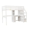 thumbnail image 5 of Twin Wood Loft Bed with a Stand-alone Bed, Storage Staircase, Desk, Shelves and Drawers, Loft Bed with Desk and Shelves, Loft Twin Bed for Teenagers, Multiple Functions Bed(White), 5 of 8