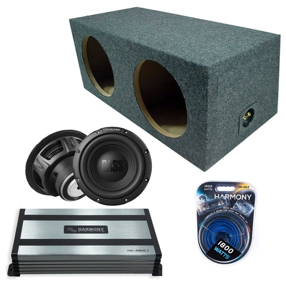 Harmony Audio Alpine fits Rear Angle W12S4 Dual 12" Subwoofer 500W Sealed Sub Box | HA-A800.1 Amplifier, 4GA Amp Kit