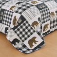 thumbnail image 3 of Market & Place Colchas rústicas tamaño individual | Juego de edredón de cabina de 2 piezas con funda | Ropa de cama reversible Lodge Bear para todas las estaciones | Colección Orson (Gris Gemelo/Marró, 3 of 5
