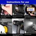 thumbnail image 3 of Cordless Tyre Inflator 12V 120W Rechargeable Air Compressor Handheld Electric Digital Tire Pump with LED Light, 3 of 7