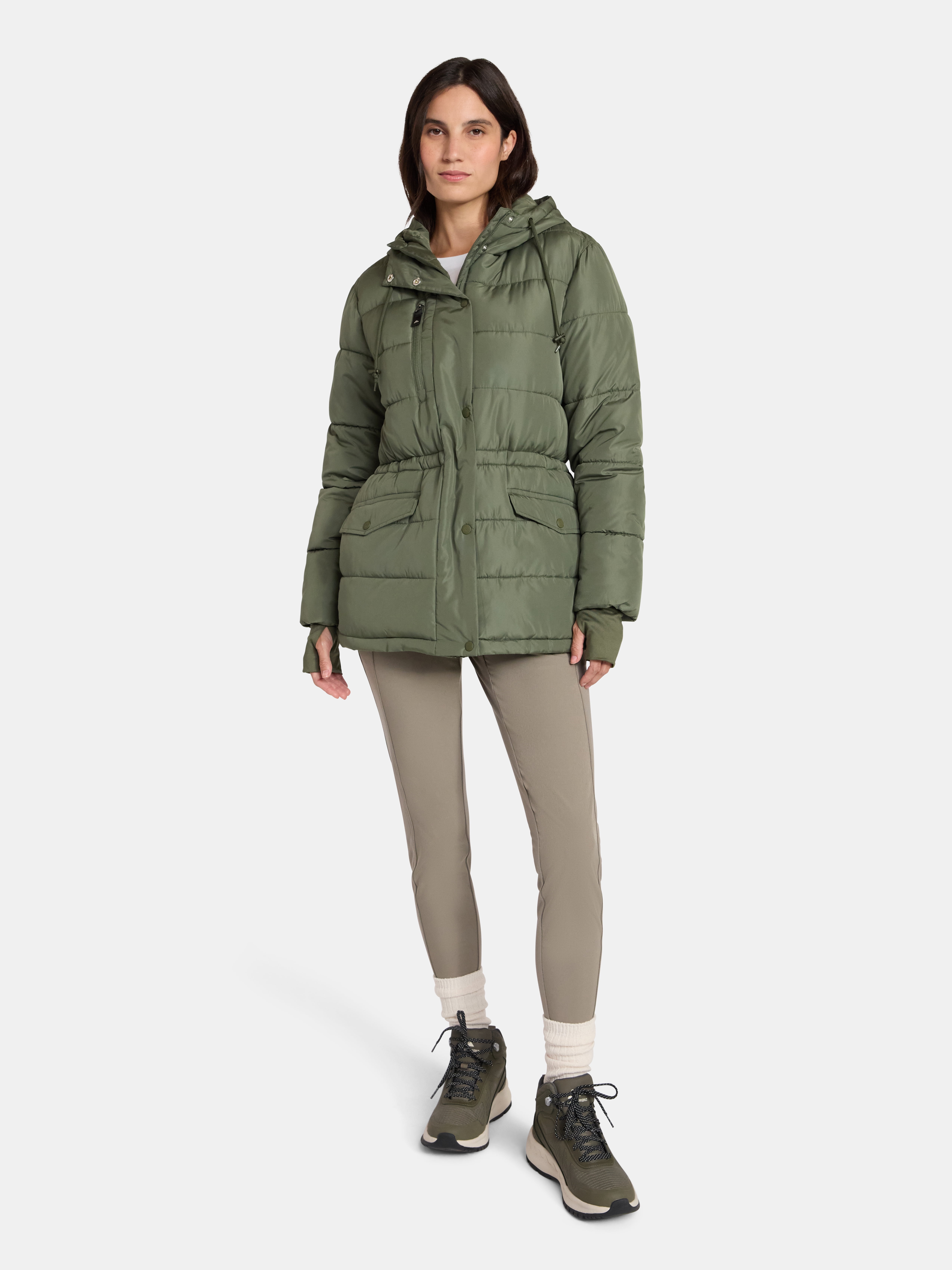 Ozark Trail Women's and Women's Plus Mid Length Puffer Coat, Sizes XS-2X