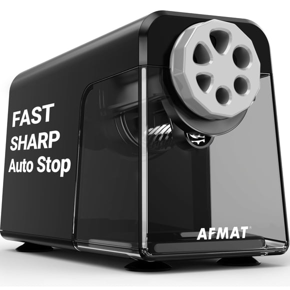 AFMAT Taille-Crayon Électrique Robuste, 6 Trous, Taille-Crayon à Arrêt Automatique pour l'École, Taille-Crayon Électrique pour Classe pour Crayons de 6 à 11 mm, 7000 Fois d'Aiguisage, Ne Mange Pas
