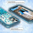 thumbnail image 6 of Noir Case for iPhone 12 Mini, Hard Clear Glitter Liquid Waterfall Heavy Duty Girls Women for Apple iPhone 12 Mini Case - Teal, 6 of 7