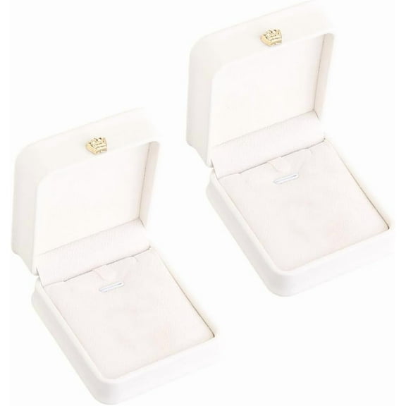 2PCS PU Leather Pendant Necklace Gift Boxes White Velvet Luxury Jewelry Storage Display Case Small Jewelry Organizer Box for Proposal Engagement Wedding Anniversary Birthday Valentine's Day