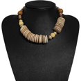 thumbnail image 3 of Collar de cuentas de madera gruesa, gargantilla tribal africana boho, joyería de vacaciones hippie playera de verano, regalos para mujeres y hombres, 3 of 5