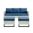 thumbnail image 5 of PARKWELL Outdoor Sectional Furniture Sets - 3 Pieces Patio Conversation Set with Cushioned Sofa and Ottomans - Blue, 5 of 9