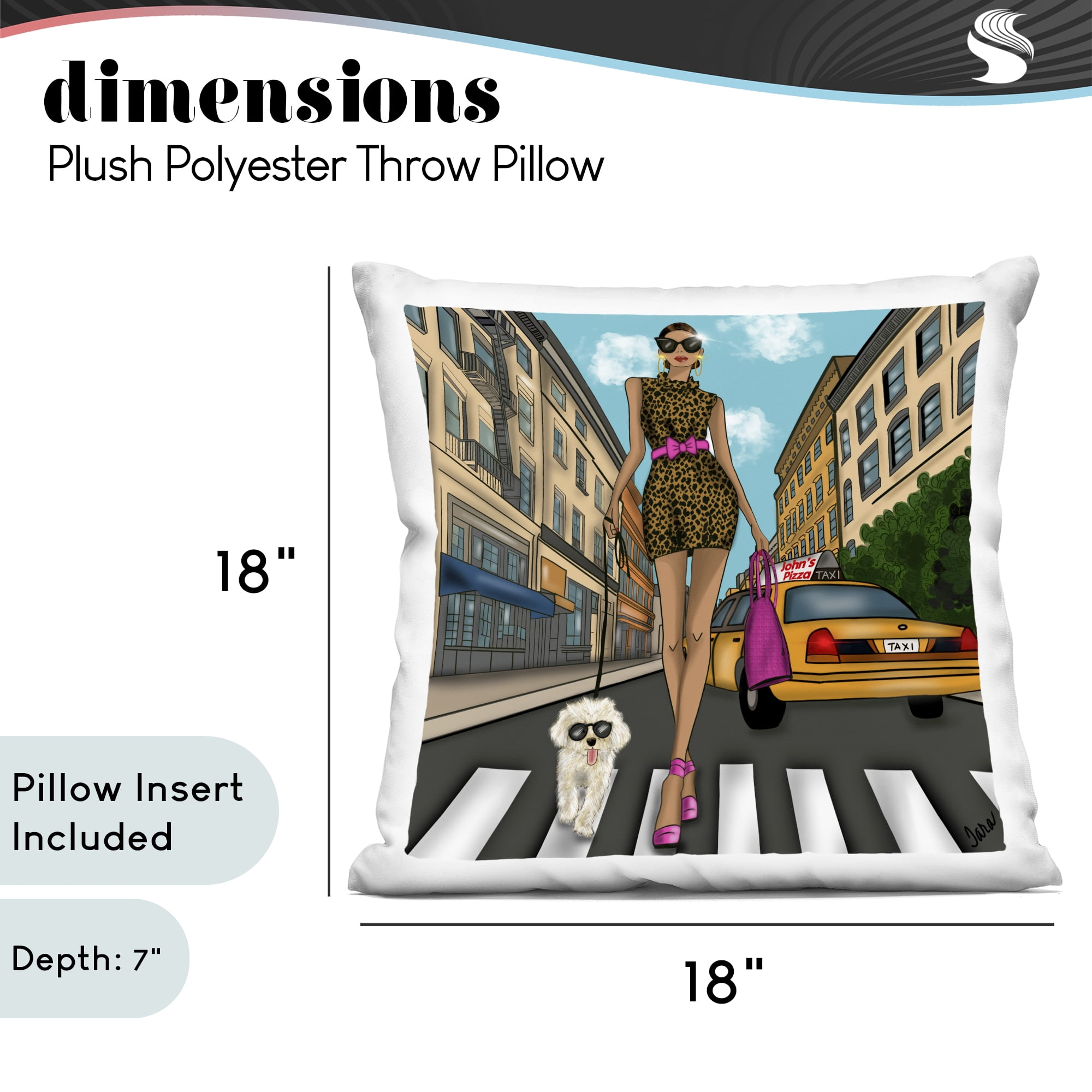 Stupell Industries Fashion Girl in Big City Decorative Printed Throw Pillow, design by Tara Boone, 18 x 7 x 18