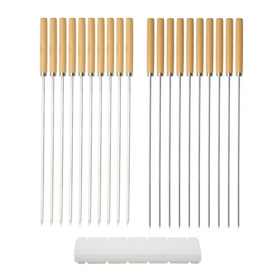 Soimiss 1Set Multipurpose Stainless Steel Skewers for Barbecue Grilling with Assorted Color Handles