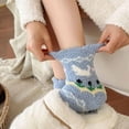 thumbnail image 3 of Sky Blue Fuzzy Socks for Women, 2-Pack Ultra Soft Fluffy Socks with Ruffled Cuff, Non-Slip Cozy Lounge and Sleep Socks,Size, 3 of 3