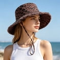 thumbnail image 2 of Unir Outdoor Hiking Leopard Print Bucket Hat for Women, Wide Brim with Windproof Chin Strap, UV Protection Sun Hat, 1 Piece, One Size, 2 of 6