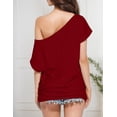 thumbnail image 6 of Zeagoo Womens Off Shoulder T-Shirts Lightweight Short Sleeves Chic Tops Casual Summer Wear, 6 of 6