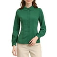 thumbnail image 5 of Allegra K Women's Button up Career Peter Pan Collar Long Bishop Sleeve Shirt, 5 of 6
