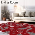 thumbnail image 2 of ODIKA 6'x9' Machine Washable Non-Slip Area Rug, Evergreen Pinecone Hearth Gathering Sanctuary High Traffic Rug with Pad, Red, 739312, 2 of 8