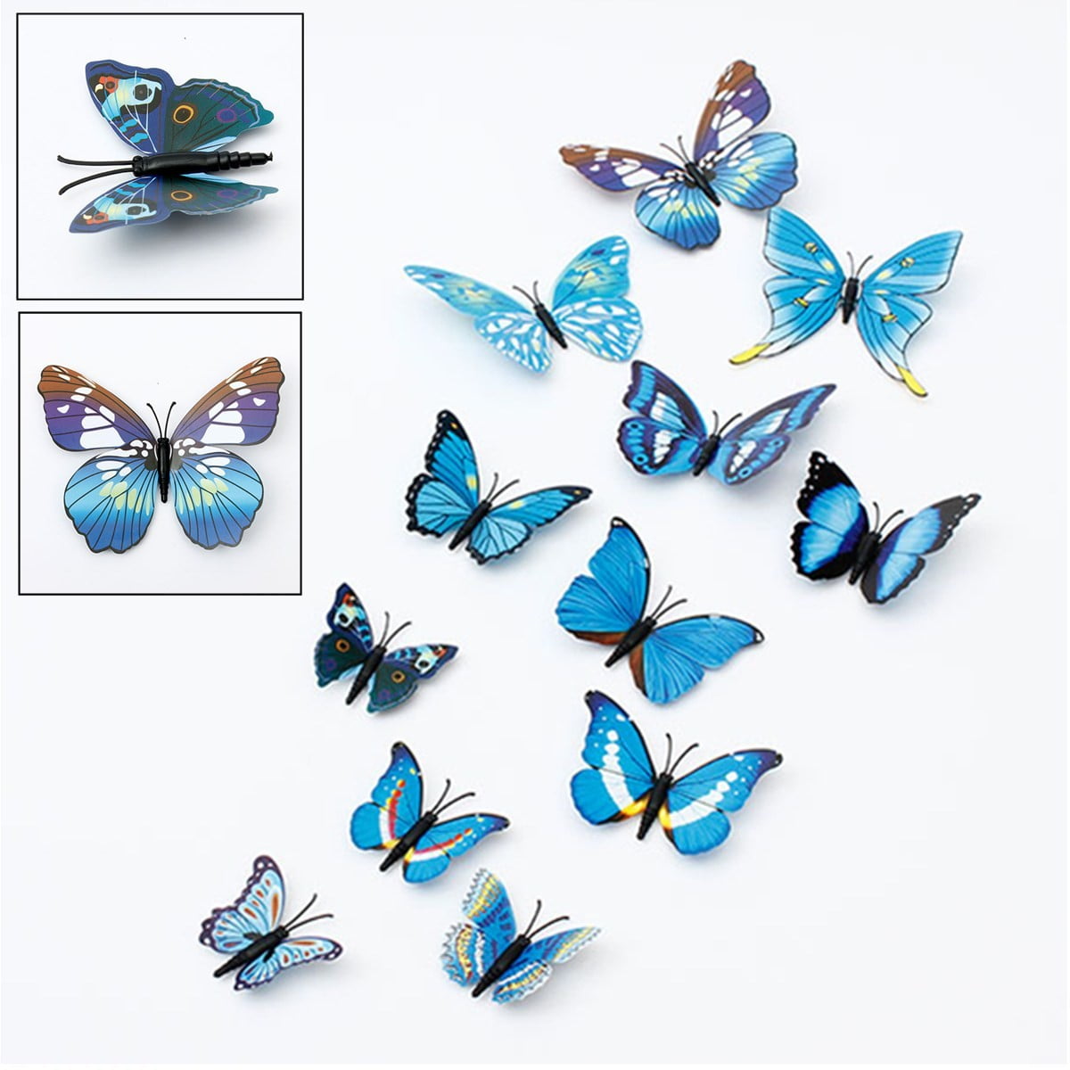 12 X 3D Butterflies Wall Fridge Magnets Stickers Home Decal Art Decor Green/Blue 