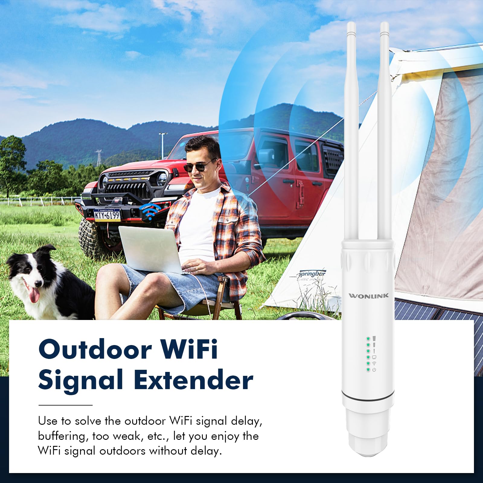 Wonlink Outdoor Wifi Extender High Power Outdoor Wireless Ethernet  Access Point Dual Band 1200Mbps Yard Wi-Fi Range