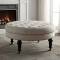 thumbnail image 2 of Linon Isabelle Velvet Round Tufted Ottoman, Multiple Colors, 2 of 8